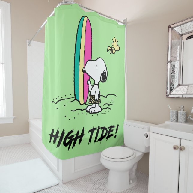 Peanuts | Snoopy & Woodstock High Tide Shower Curtain (In Situ)