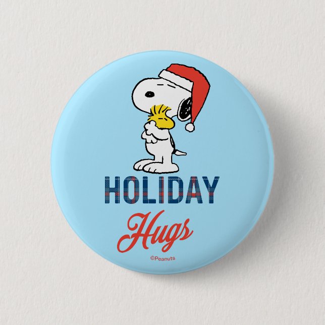 Peanuts | Snoopy & Woodstock Holiday Hugs 6 Cm Round Badge (Front)