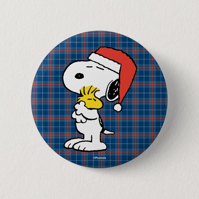 Peanuts | Snoopy & Woodstock Holiday Hugs 6 Cm Round Badge (Front)