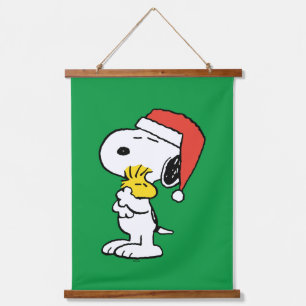 Peanuts Snoopy & Woodstock Holiday Hugs Hanging Tapestry