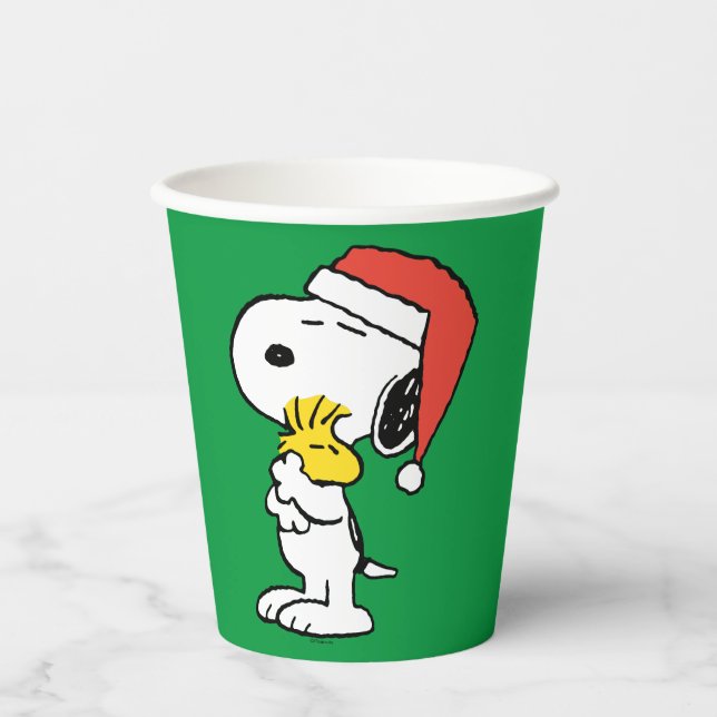 Peanuts | Snoopy & Woodstock Holiday Hugs Paper Cups (Front)