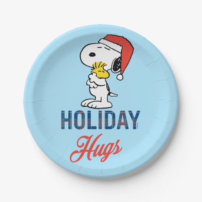 Peanuts | Snoopy & Woodstock Holiday Hugs Paper Plate (Front)