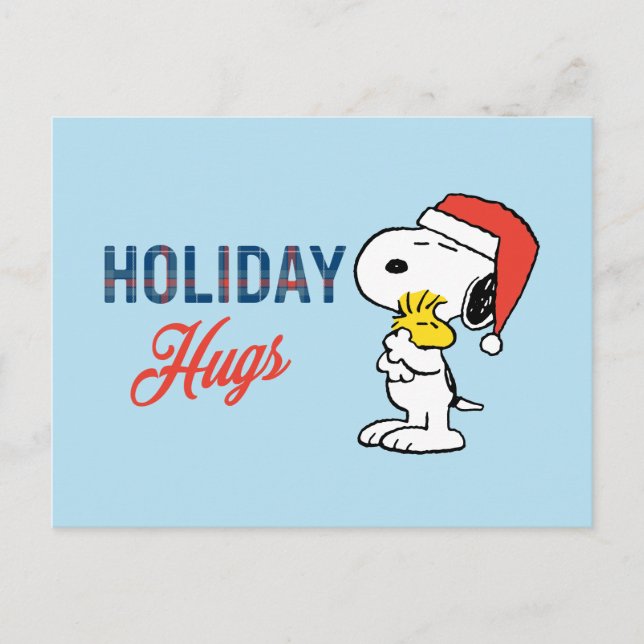 Peanuts | Snoopy & Woodstock Holiday Hugs Postcard (Front)