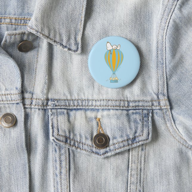 Peanuts | Snoopy & Woodstock Hot Air Balloon 6 Cm Round Badge (In Situ)