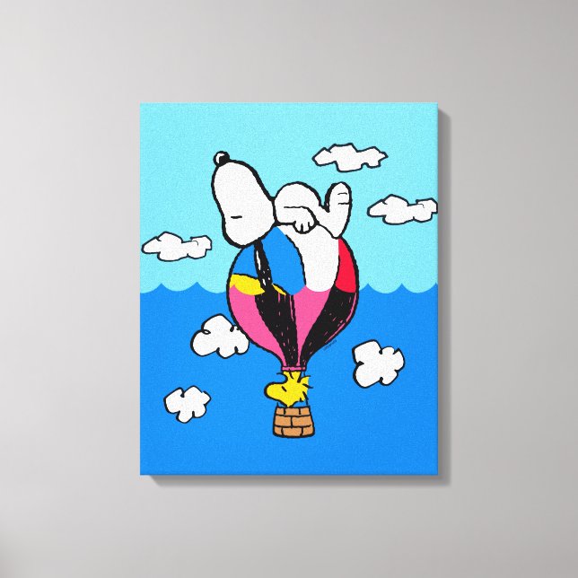 Peanuts | Snoopy & Woodstock Hot Air Balloon Canvas Print (Front)