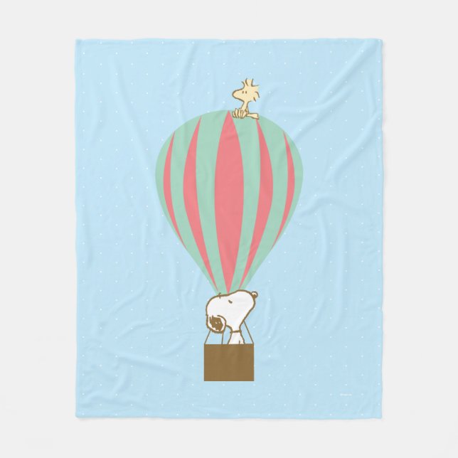 Peanuts | Snoopy & Woodstock Hot Air Balloon Fleece Blanket (Front)