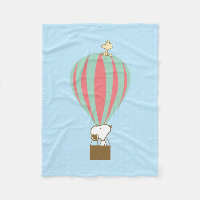 Peanuts | Snoopy & Woodstock Hot Air Balloon Fleece Blanket (Front)