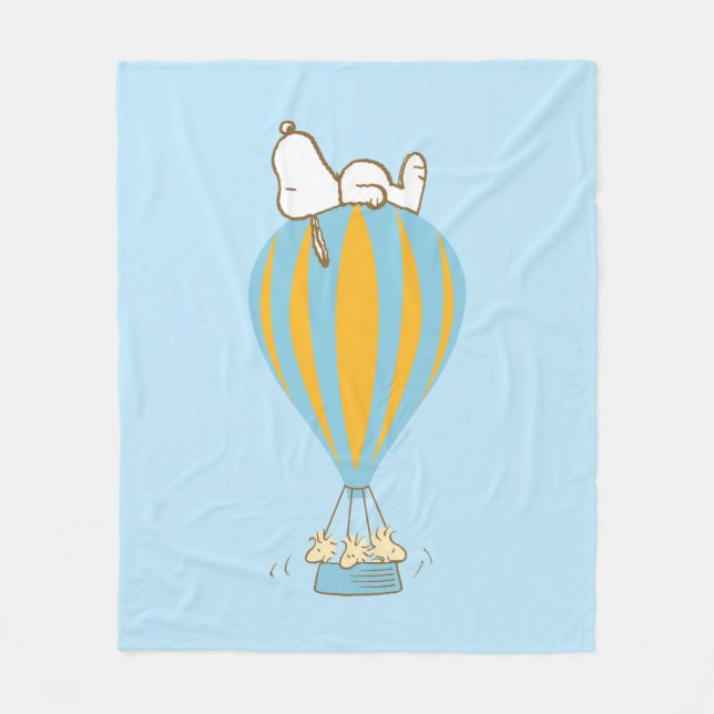 Peanuts | Snoopy & Woodstock Hot Air Balloon Fleece Blanket (Front)