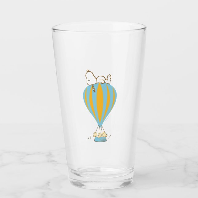 Peanuts | Snoopy & Woodstock Hot Air Balloon Glass (Front)