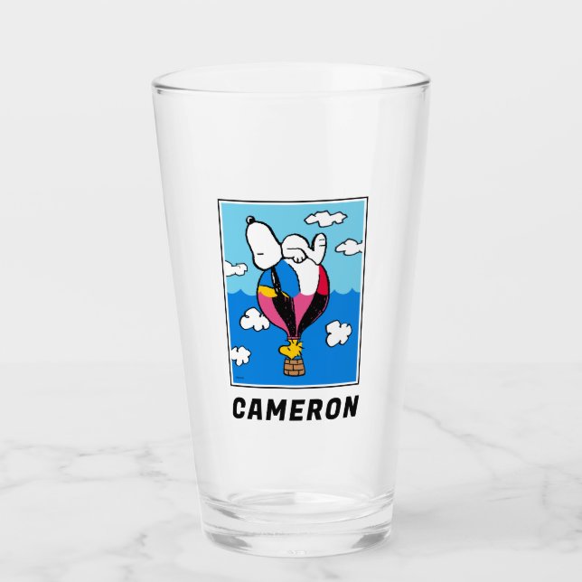 Peanuts | Snoopy & Woodstock Hot Air Balloon Glass (Front)