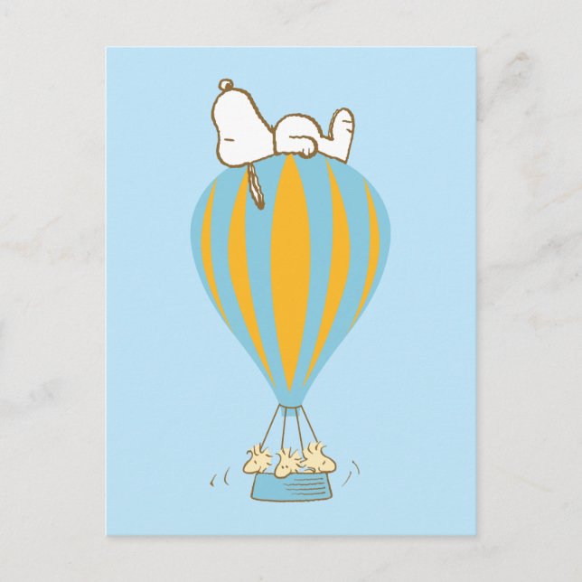Peanuts | Snoopy & Woodstock Hot Air Balloon Postcard (Front)