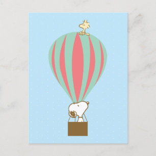 Peanuts   Snoopy & Woodstock Hot Air Balloon Postcard
