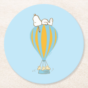 Peanuts Snoopy & Woodstock Hot Air Balloon Round Paper Coaster