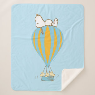 Peanuts Snoopy & Woodstock Hot Air Balloon Sherpa Blanket