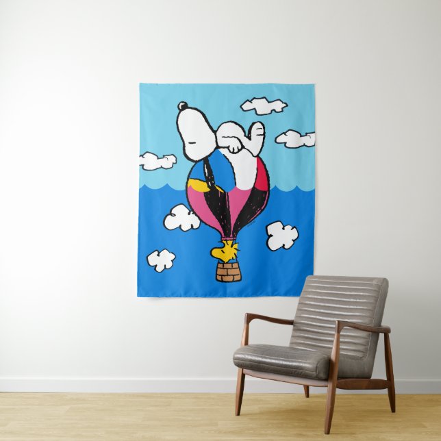 Peanuts | Snoopy & Woodstock Hot Air Balloon Tapestry (In Situ)