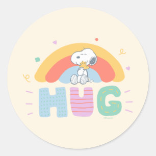 Peanuts   Snoopy & Woodstock Hug Classic Round Sticker