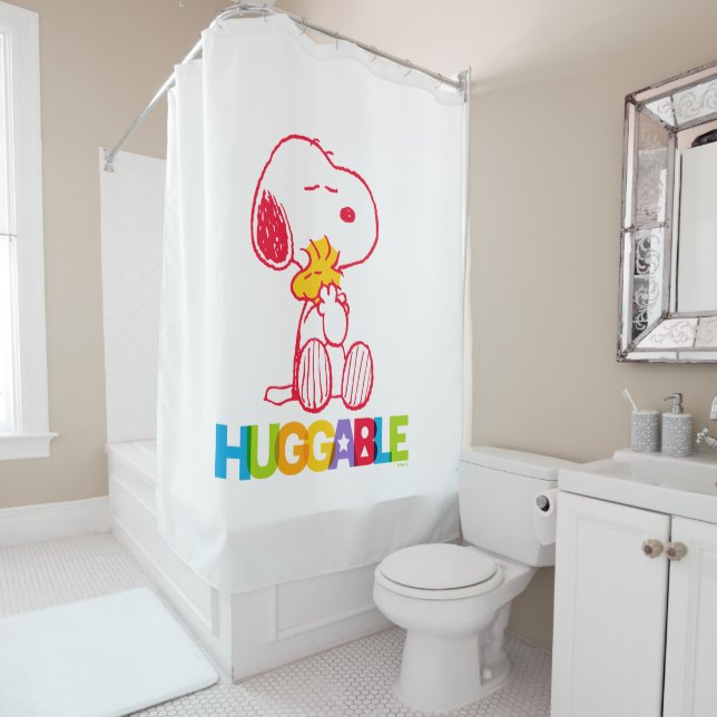 Peanuts | Snoopy & Woodstock Huggable Shower Curtain (In Situ)