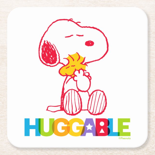 Peanuts | Snoopy & Woodstock Huggable Square Paper Coaster (Front)