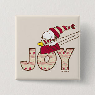 Peanuts   Snoopy & Woodstock Joy Sled Ride 15 Cm Square Badge