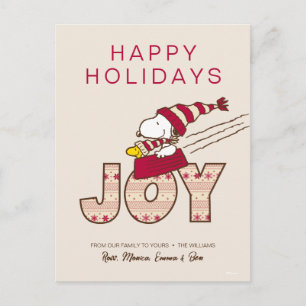 Peanuts   Snoopy & Woodstock Joy Sled Ride Holiday Postcard