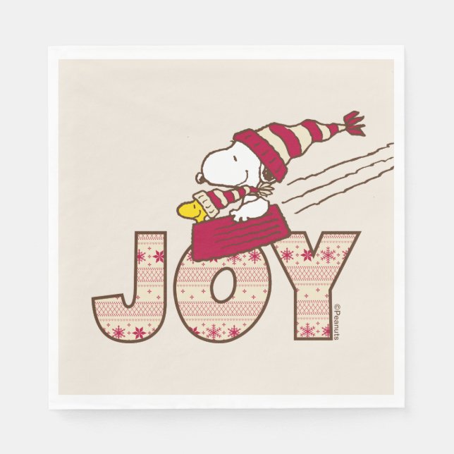 Peanuts | Snoopy & Woodstock Joy Sled Ride Napkin (Front)