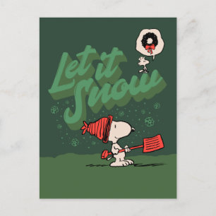 Peanuts Snoopy & Woodstock Let It Snow Holiday Postcard