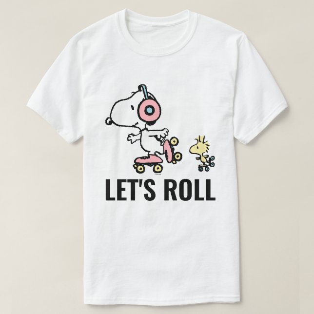 PEANUTS | Snoopy & Woodstock | Let's Roll T-Shirt (Design Front)