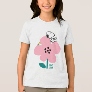 Peanuts   Snoopy & Woodstock Nap on Pink Flower Tri-Blend Shirt