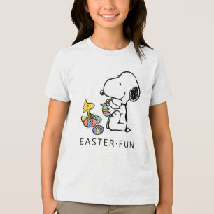 Peanuts   Snoopy & Woodstock Painting Eggs Tri-Blend Shirt