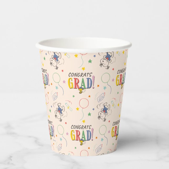 Peanuts Snoopy Woodstock PhotoPop Graduation Paper Cups (Front)