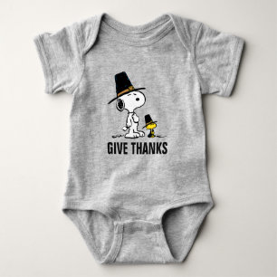 Peanuts   Snoopy & Woodstock Pilgrim Baby Bodysuit