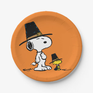Peanuts   Snoopy & Woodstock Pilgrim Paper Plate