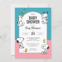 Peanuts Snoopy & Woodstock Pink & Blue Baby Shower