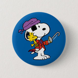 Peanuts   Snoopy & Woodstock Pirates 6 Cm Round Badge