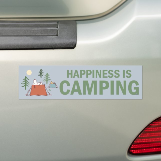 Peanuts | Snoopy & Woodstock Pitching Tents Bumper Sticker (On Car)