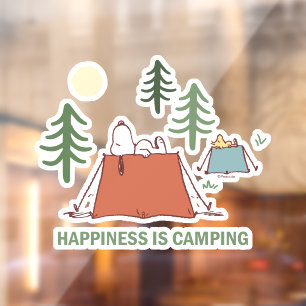 Peanuts   Snoopy & Woodstock Pitching Tents Window Cling