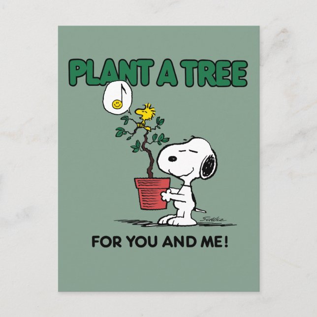 Peanuts | Snoopy & Woodstock Plant A Tree Postcard (Front)
