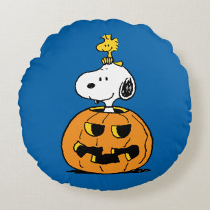 Peanuts   Snoopy & Woodstock Pop-up Pumpkin Round Cushion