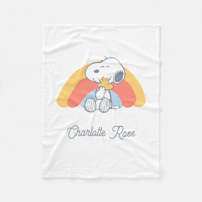 Peanuts | Snoopy & Woodstock Rainbow Baby Fleece Blanket (Front)