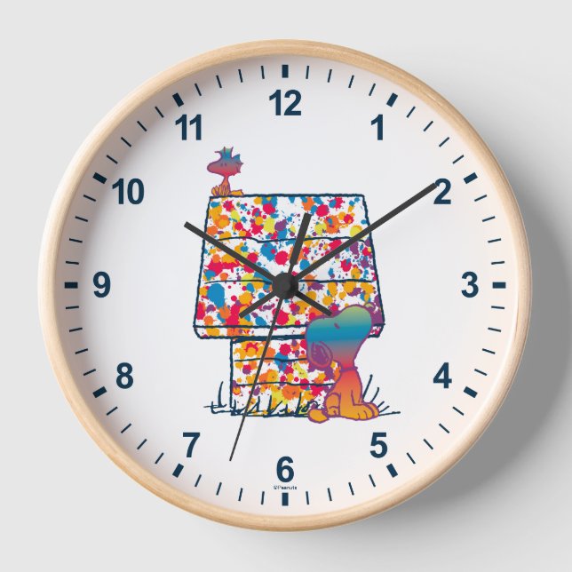 Peanuts | Snoopy & Woodstock Rainbow Paint Clock (Front)