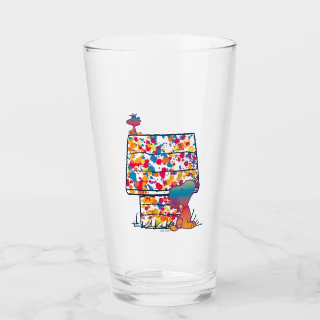 Peanuts | Snoopy & Woodstock Rainbow Paint Glass (Front)