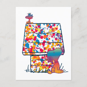 Peanuts Snoopy & Woodstock Rainbow Paint Postcard