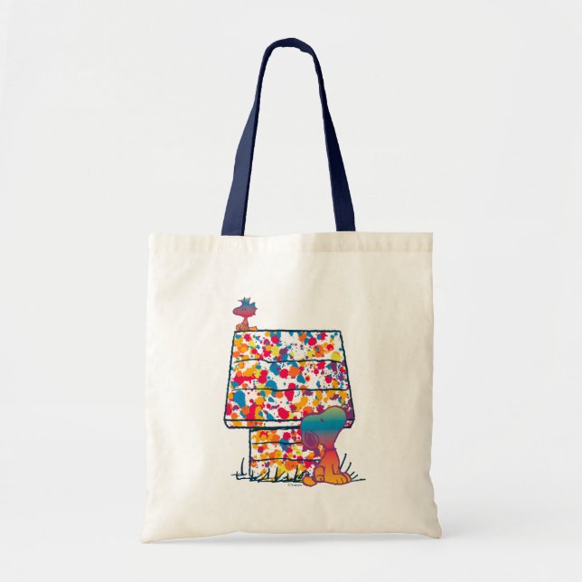 Peanuts | Snoopy & Woodstock Rainbow Paint Tote Bag (Front)