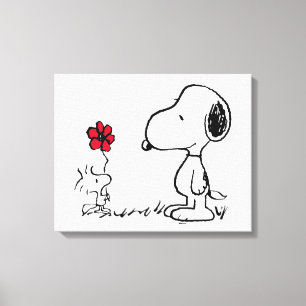 Peanuts   Snoopy & Woodstock Red & Black Canvas Print