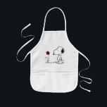 Peanuts | Snoopy & Woodstock Red & Black Kids Apron<br><div class="desc">This cute Peanuts red and black artwork features the Snoopy and Woodstock.</div>