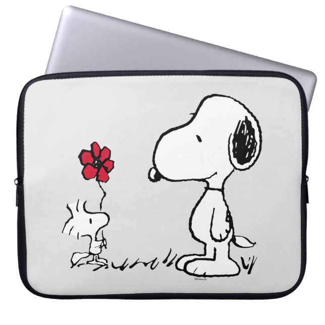 Peanuts | Snoopy & Woodstock Red & Black Laptop Sleeve (Front)