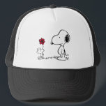 Peanuts | Snoopy & Woodstock Red & Black Trucker Hat<br><div class="desc">This cute Peanuts red and black artwork features the Snoopy and Woodstock.</div>