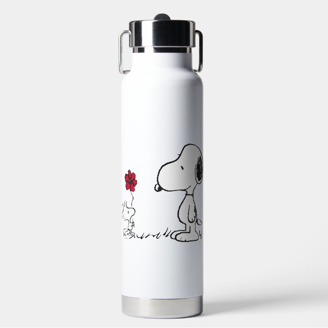Peanuts | Snoopy & Woodstock Red & Black Water Bottle (Front)