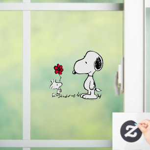 Peanuts Snoopy & Woodstock Red & Black Window Cling