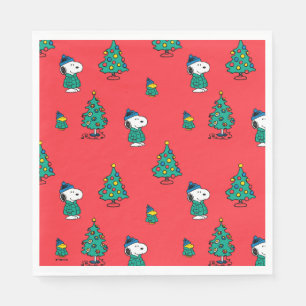 Peanuts   Snoopy & Woodstock Red Christmas Pattern Napkin